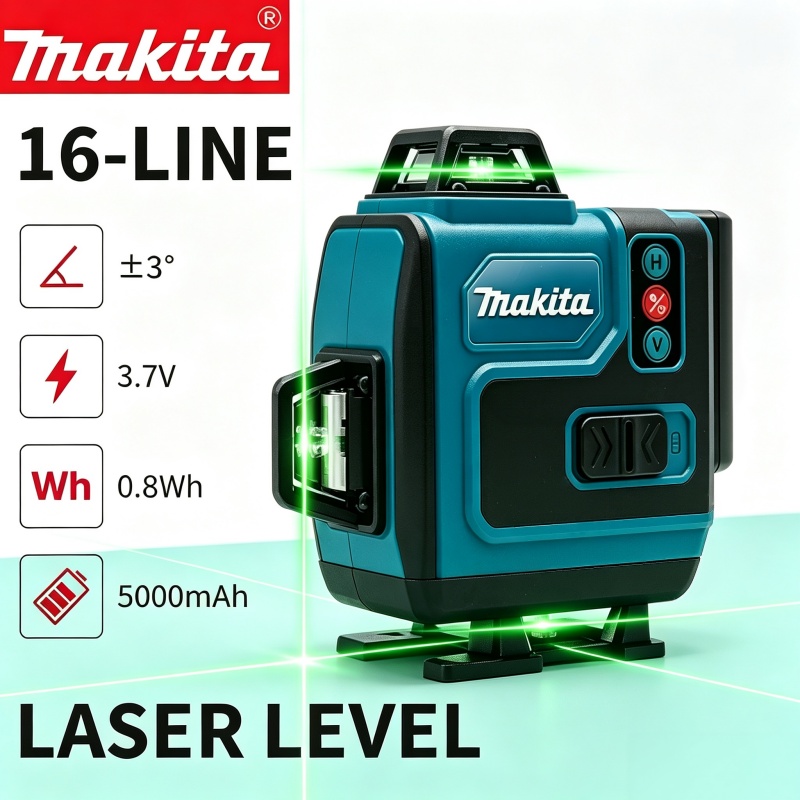Laser Level 16 Lines 4D Green - Batterie Makita 40V 5.0Ah Max, niveau
