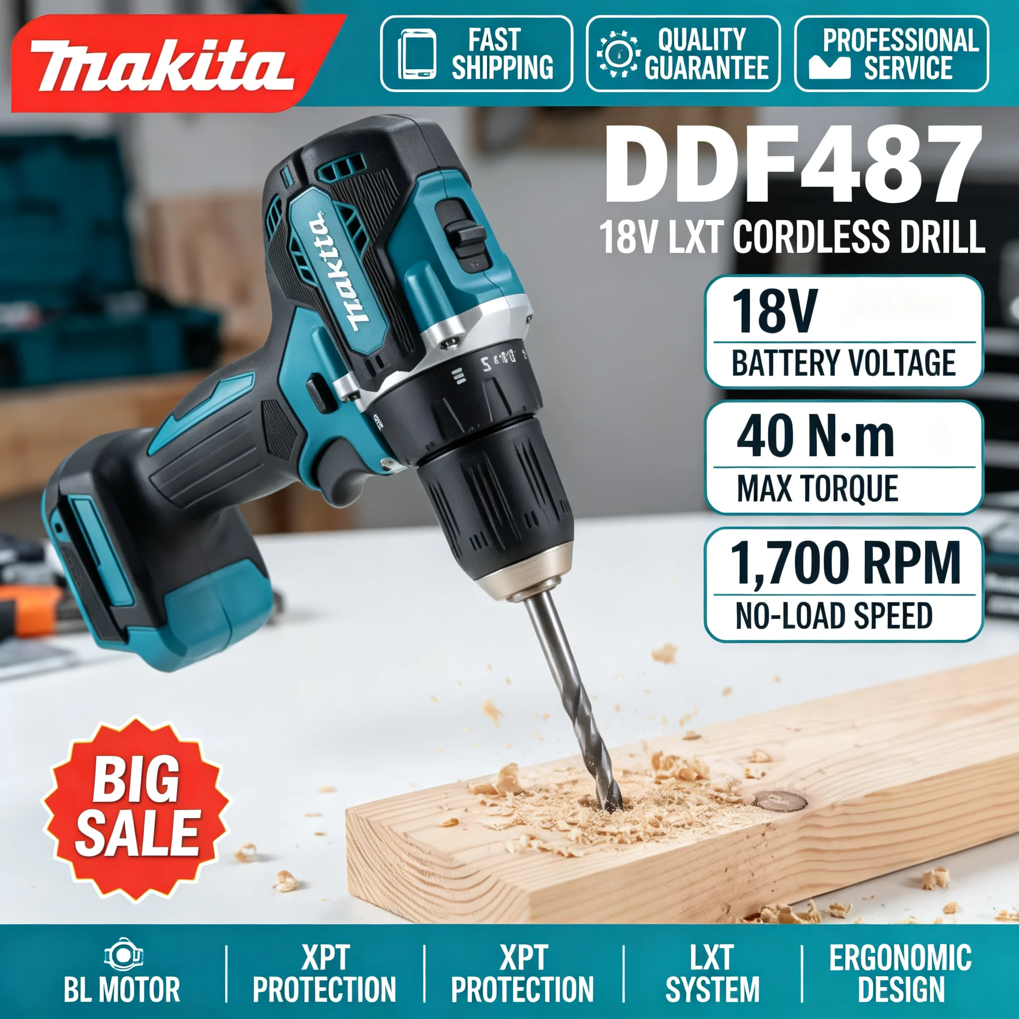 Perceuse sans fil Makita DDF48 - Brushless Cordless Electric Drill 18V avis et prix